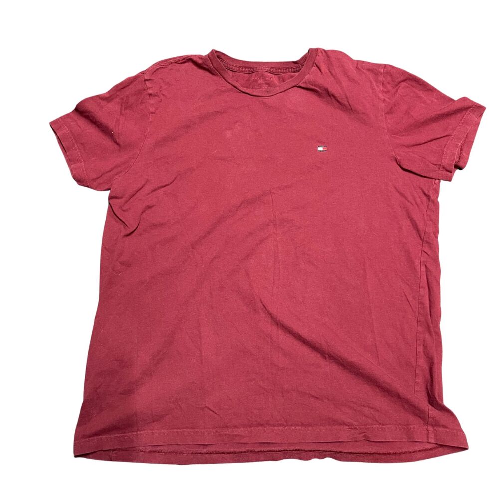 Tommy Hilfiger Red Tee – Size Large – Classic Logo Casual Shirt